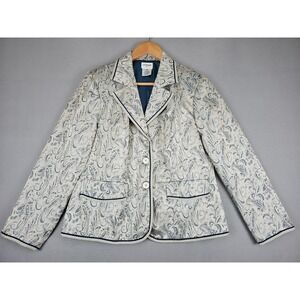 Liz Baker Blazer Size 10P Petite Paisley Three Button Career Office Work NEW